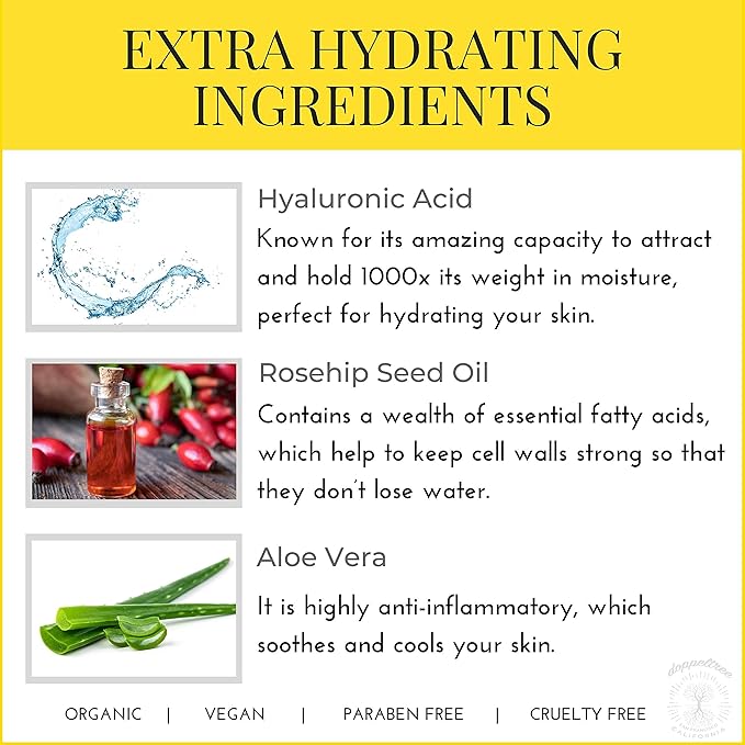 Hydrating Facial Spray Toner with Rosewater, Hyaluronic Acid, Rosehip Seed Oil and Aloe Vera - Mist for Face by Doppeltree - Formulated in San Francisco