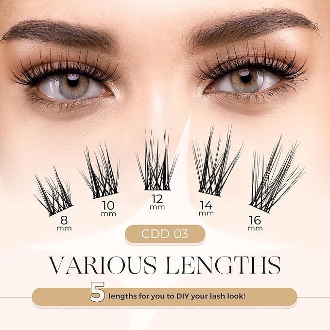 PopUp 168Pcs Cluster Lashes,8-16mm DIY Eyelash Extensions,Cluster Eyelashes for Self-application Individual Lashes at Home,3D Rapid Soft and Lightweight-Style CDD03