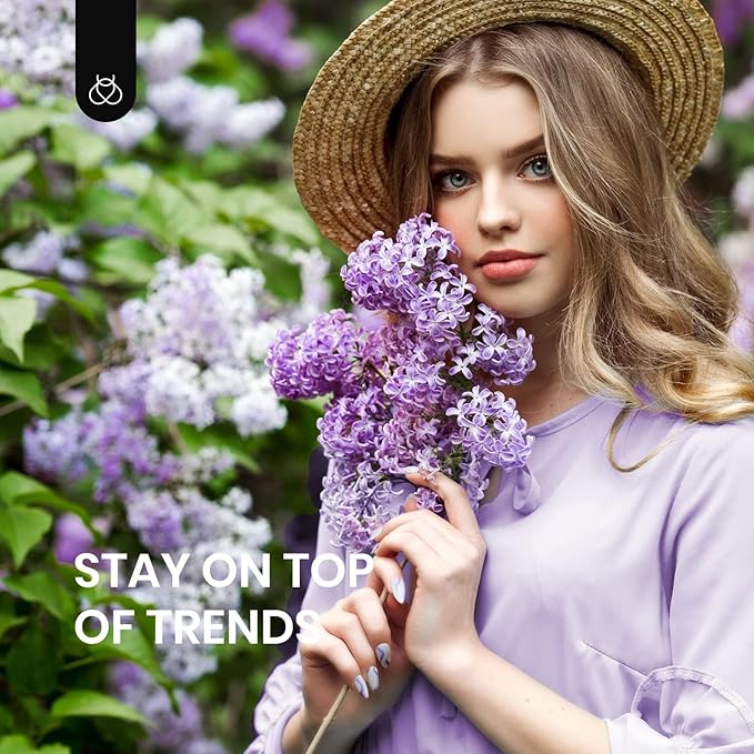 Beetles Purple Gel Nail Polish Set, 6 Colors Spring Glitter Pink Milky White Romantic Garden Collection Gel Polish, Soak Off Uv Led Lamp Cured Diy Manicure for Women