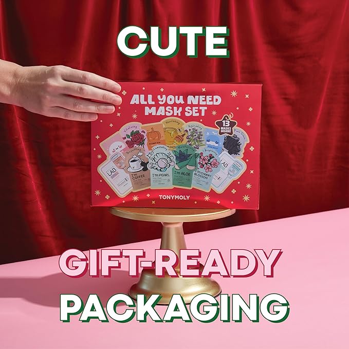 TONYMOLY All You Need Mask Set – 13-Piece Face Mask Set with 10 Hydrating Sheet Masks & 3 Eye Masks for All Skin Types, Skincare Variety Pack, Paraben-Free, Travel Size