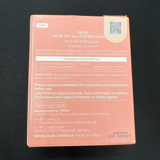 [*Mini Size*] TIRTIR All Cover Pink Cushion | Korean Cushion Foundation, (#15C Fair Porcelain, 0.15 Fl Oz)