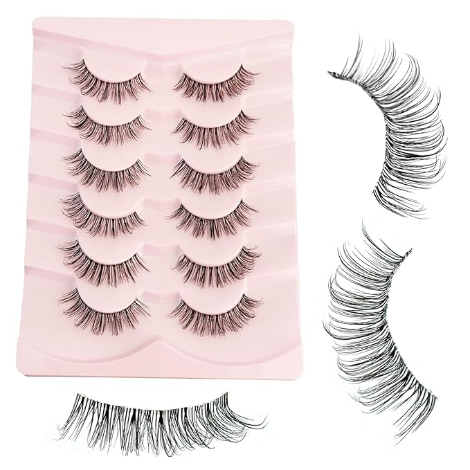 Wispy Lashes D Curl False Eyelashes Natural Look NINGLASH Strips Eyelashes Fake Eyelash Pack 14mm Faux 3D Mink Lashes Strips 6 Pairs