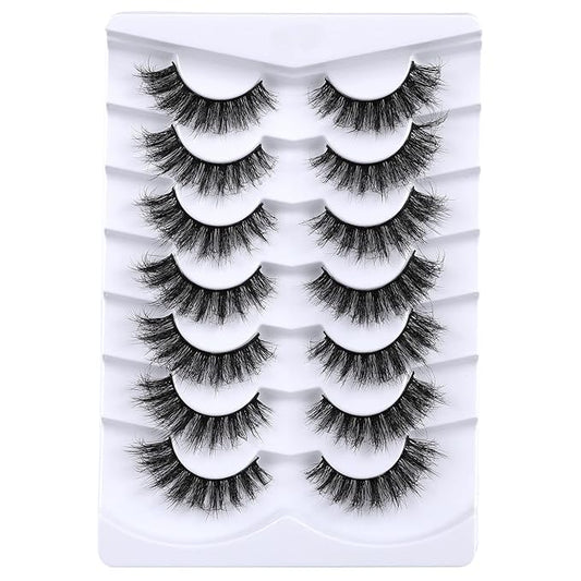 8D Fluffy Wispy Lashes False Eyelashes Cat Eye Lashes Faux Mink Lashes Natural Look That Look Like Extensions Pestañas Postizas D Curl Lash Strips 7 Pairs Pack
