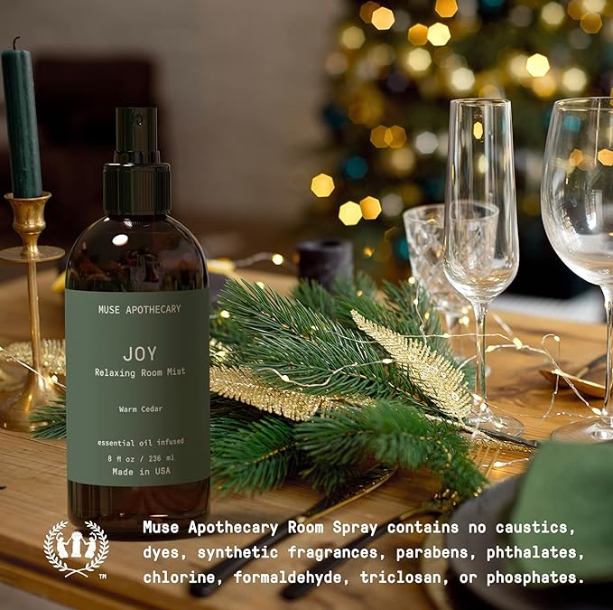 Muse Apothecary Room Ritual - Botanical Collection - Christmas Room Spray, Aromatic and Relaxing Room Mist, Air Freshener Spray, Infused with Natural Aromatherapy Essential Oils - 8 oz, Warm Cedar