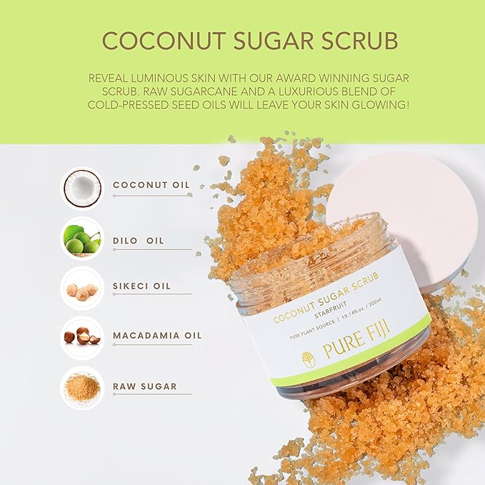 Pure Fiji Coconut Sugar Body Scrub, Starfruit (10.14 Oz /300ml)
