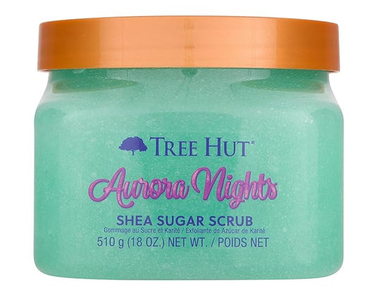 Tree Hut Aurora Nights Shea Sugar Scrub, Exfoliating, Hydrating & Moisturizing Body Scrub with Shea Butter & Nourishing Essential Oils, Smooth & Soften Skin, 18 oz