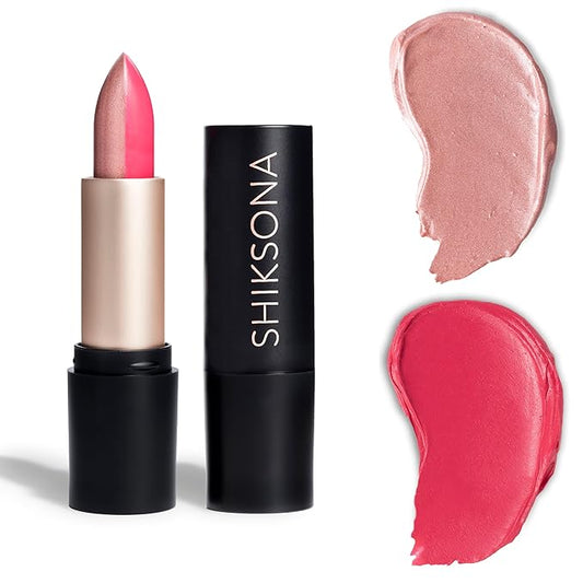 ShikSona Full Coverage Split Bullet Matte Lipstick | Vegan | Gluten, Paraben and Cruelty Free, Creamy Lipstick in a Shimmery Cool Pink/Deep Coral Pink Matte (Mover and Shaker)