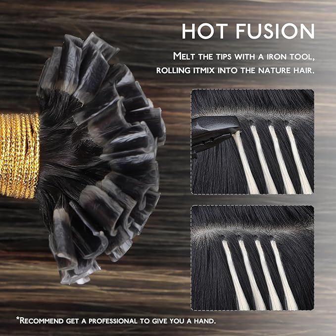 WENNALIFE K Tip Hair Extensions Real Human Hair, 50g 50s 22 Inch Balayage Dark Brown Mixed Chestnut Brown Remy Hair U Tip Invisible Straight Keratin Bond Hot Fusion Hair