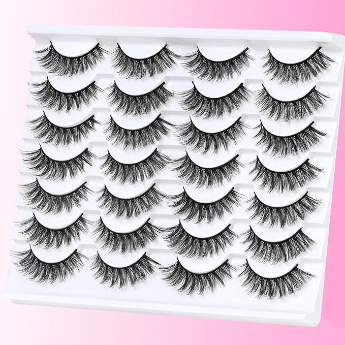 Veleasha Lashes 3D Faux Mink Lashes Fluffy False Eyelashes Natural Look 14 Pairs Lashes Pack Luxury Wispy Fake Eyelashes (Y52)