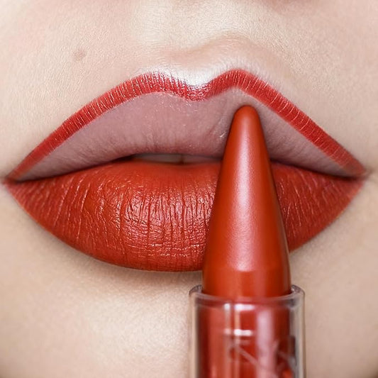 Orange Red Lipstick Gradient Matte Lipsticks Lip Liner Combo Set for Women Waterproof Long Lasting Lip Stick Pencil Cream Lip Liner and Lipstick Combo Makeup, E5
