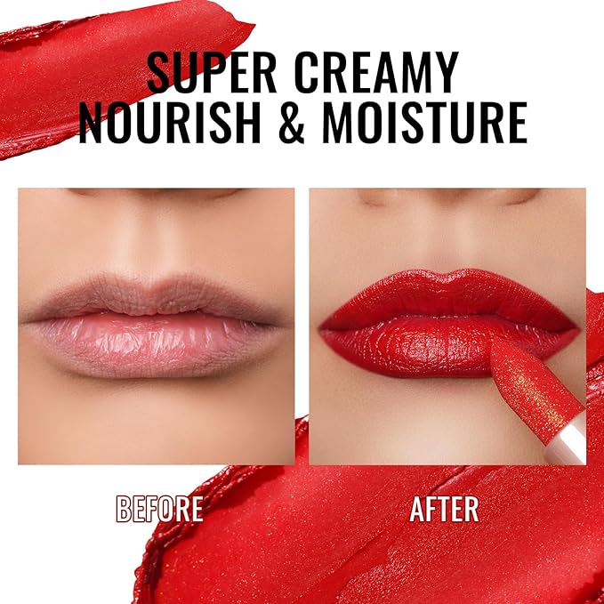 Oulac Moisturizing Coral Red Lipstick - Tinted Lip Balm Infused with Damask Rose Oil Alleviate Lips, Shiny & Lightweight Lip Makeup Vegan & Gluten Free, PG02 Red Coral