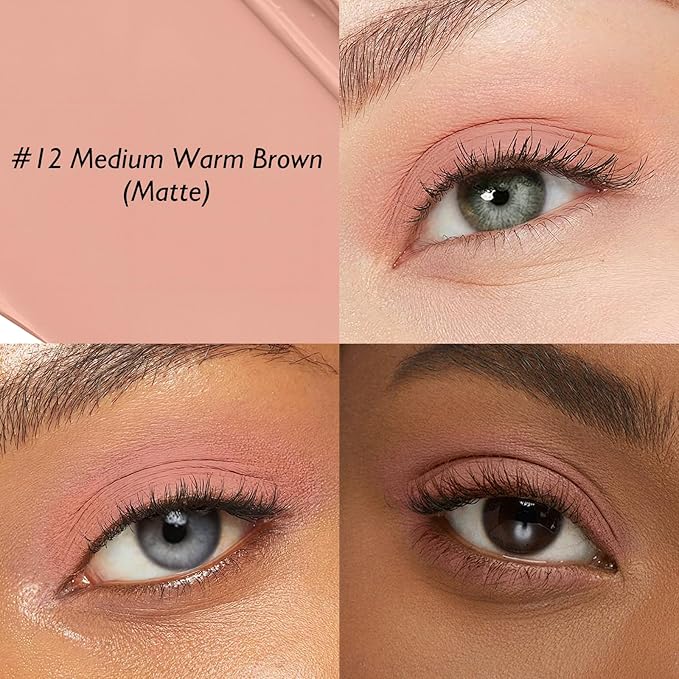 Eyeshadow Stick Medium Warm Brown, Matte Cream Eye Shadow Stick Waterproof Neutral Eyeliner Brightener Pencil Long-Lasting Eye Highlighter Makeup for Older Women Easy to Use High Pigmented