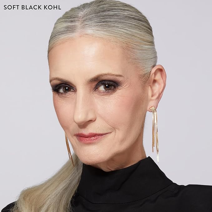 LAURA GELLER NEW YORK Kajal Longwear Kohl Eyeliner Pencil - Soft Black Kohl - Caffeine and Vitamin E - Smooth & Blendable Liner - Built-In Sharpener