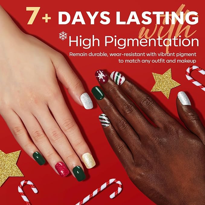 modelones Nail Polish Set 6 Colors Red Green Glitter Mini Nail polish Set Gold Silver Nail Polish Kit Quick Dry Manicure Nail Art Manicure DIY Home Salon Gift for Women Mom