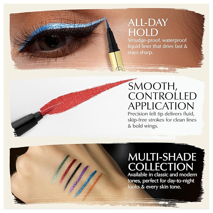 EPILYNX Waterproof Eyeliner - Smudge-Proof Liquid Eyeliner Pen with Precision Tip for Smooth, Long-Lasting Application - Vegan, Hypoallergenic & Gluten-Free Eye Liner - 6 Shades 2mL each Gift Set