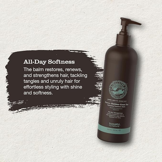 Tweak’d by Nature - Restore Bamboo-Green Tea Hydrating Leave In Hair Treatment, Strengthening Hair Serum, Invigorating Green Tea, Bamboo, and Coconut Scent, Cruelty Free (12 ounces)