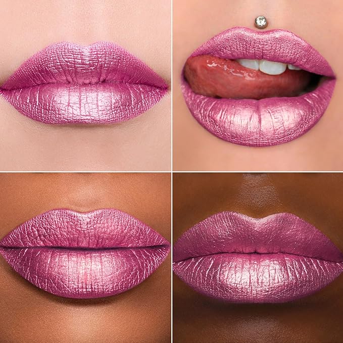MAKI YIKA Metallic Pink Lipstick for Women Nude Pink Lipsticks Long Lasting Glitter Lipstick No Smudge No Transfer Liquid Lip Gloss (BR21 Sweet Rose)