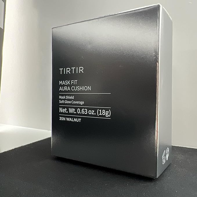 TIRTIR Mask Fit Aura Silver Cushion Foundation | Semi-glow Finish, Natural Coverage, Moisturizing, Lightweight, Korean cushion foundation (#35N Walnut, Full Size, 0.63 Fl Oz)