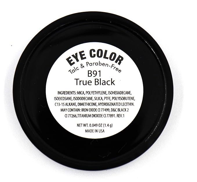 True Black Night Smokey 100 Pure Jet Black Eye Shimmer Pressed Powder Single Eyeshadow; Talc, Paraben & Cruelty Free
