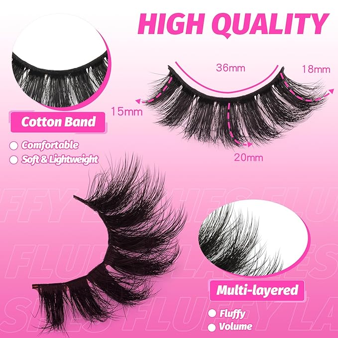 Veleasha Lashes 5D False Eyelashes Handmade Eye Lashes Fluffy Fake Lashes Eyelashes Dramatic Look 7 Pairs Luxurious Volume Fake Eyelashes Pack (801)