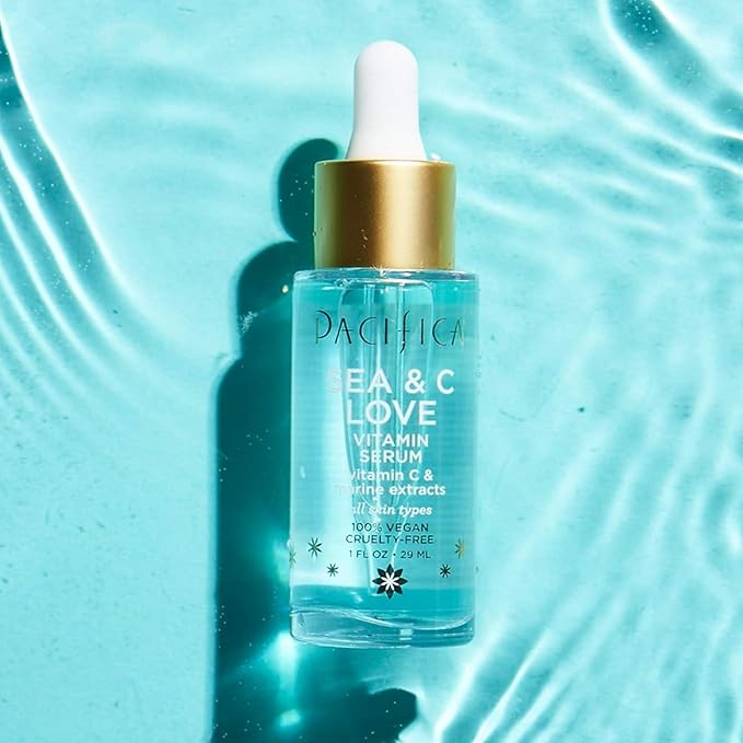 Pacifica Beauty Sea and C Love Vitamin C Serum, Skincare, Hyaluronic Acid, Green Tea, Marine Extracts, Blue Light Protection, Brightening, Lightweight, Face Care, Skin Care Serum, 1 fl oz (1 Count)