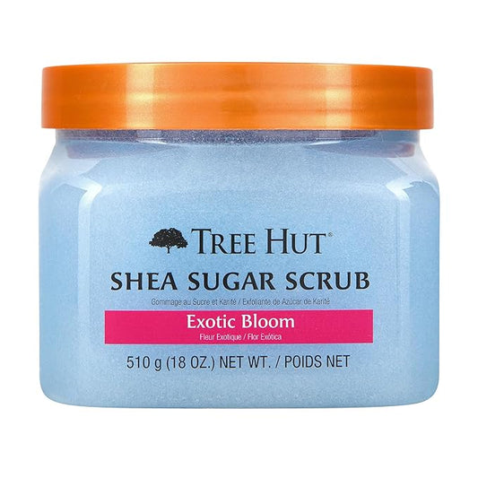 Tree Hut Exotic Bloom Shea Sugar Scrub | Exfoliating Body Scrub Removes Dead, Dry Skin for a Soft & Hydrated Feel | Nourishing Essential Body Care | 18 fl oz.