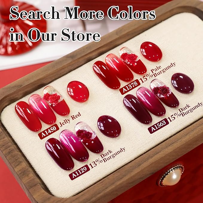 Double Rhythm 15ML Gel Polish Pure Sheer Same Color Same Bottle Soak Off Gel Polish Art Manicure Salon DIY at Home for Women (Jelly Red-A1450)