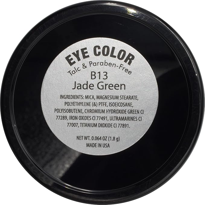 Jade Green Shimmering Eucalyptus Olive Soft Pressed Powder Single Vegan Eyeshadow; Talc, Paraben & Cruelty Free