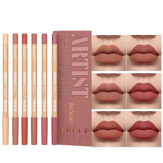 6pcs Nude Lip Liner Makeup Set - Waterproof & Smudge-Proof Matte Pencil, Long-Lasting & Durable, Smooth & Easy Glide, Non-Smudge, Contouring, Filling & Layering (NUDE-BERRY Set, 6 Count (Pack of 1))