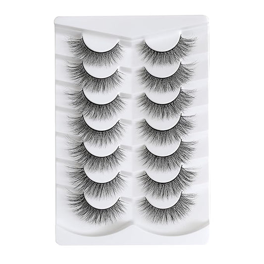 3D Wispy False EyeLashes Natural Soft Faux Mink Lashes Cat Eye Wispy Reusable Fake Lashes 7 Pairs (No.366)