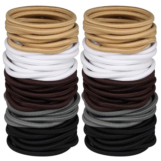 120 Pcs Neutral Colors Elastic Hair Tie, 4MM Ponytail Holders for Medium to Thick Hair No Damage Hair Accessories for Men, Women, Boys, and Girls for Long Braids