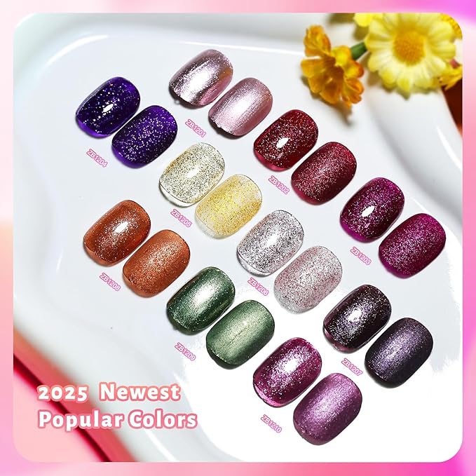 Glitter Nail Polish Set, 10 Color With 2PCS Base and Top Coat Nail Polish