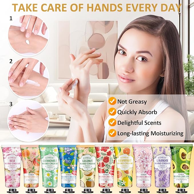 64 Pack Moisturizing Hand Cream Set For Women, Bulk Hand Lotion Travel Size for Dry Cracked Hands, Mini Hand Cream for Mom Gifts, Teacher Gifts, Thank You Gifts and Small Gifts for Women