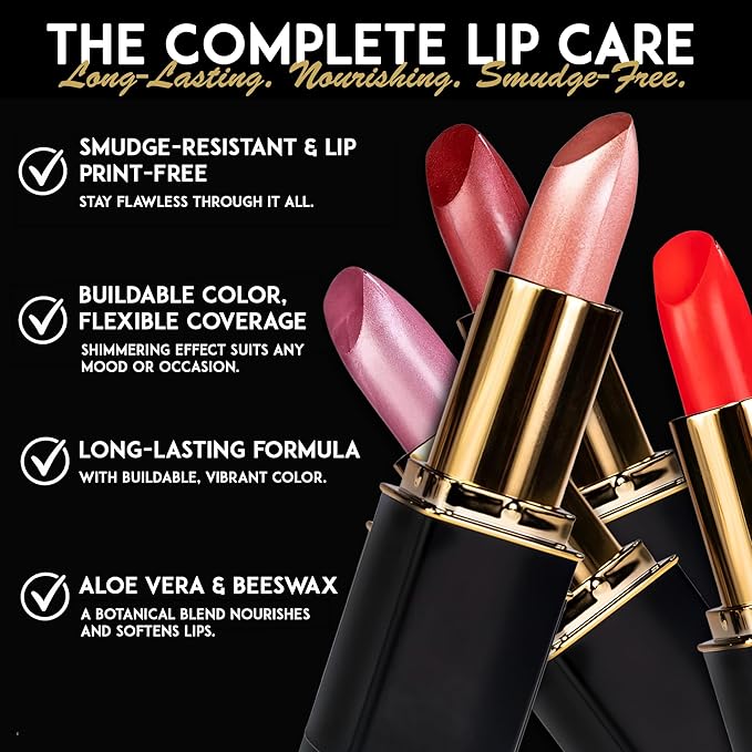 L'Paige Designer Lipstick - Rosy Pearl Color with Aloe Vera, Moisturizing and Long-Lasting Formula, Silky Silvery Pink Finish, Hydrating Lip Color for Soft, Smooth Lips, All-Day Wear, Shade L56