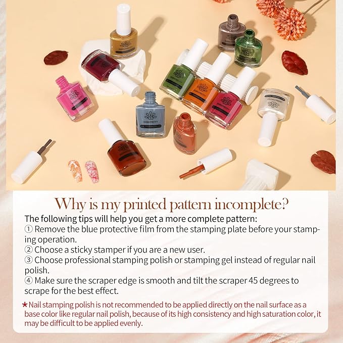 BORN PRETTY Stamping Nail Polish 12Colors Fall Winter Stamping Polish Set for Stamp Nails