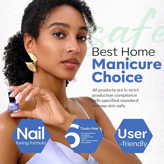 modelones Blue Nail Polish, 6 Colors Cat Eye Glitter Gray Shimmer Holographic Clear Quick Dry Mini Starter Set, Long Lasting Art DIY Manicure Kit at Home for Women