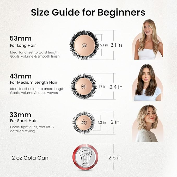 AIMIKE Round Brush for Blow Out, Medium Round Hair Brush w/Nano Ion Thermal Ceramic Tech, Professional RoundBrush for Blow Drying & Styling, Maximum Volume and Shine, Barrel 1.7 inch