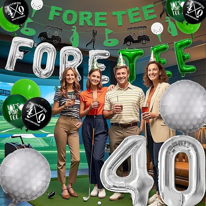 40th Birthday Decorations for Men, Golf Themed Happy 40th Birthday Party Decorations Balloons Numbers Banner Accessories Gifts for Men