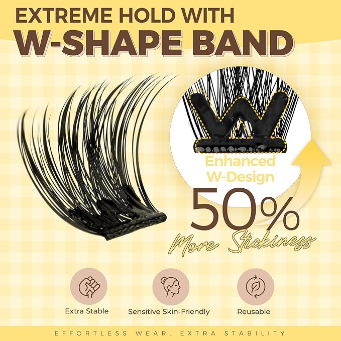 PopUp Self Adhesive Eyelashes Clusters, Press On Lashes Pre Glued Eyelash Extension Kit with Lash Tweezer,10-16mm No Glue No Remover Needed Self Adhesive Lashes Clusters ZNF23