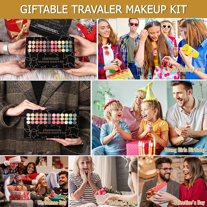 Professional All in One Makeup Kit for Women Full Kit,186 Colors Make Up Palette Christmas Gift Set, Including Eyeshadow,Lip Gloss,Concealer,Highlighter,Contour,Brow Powder,Mascara,Blush & Brush