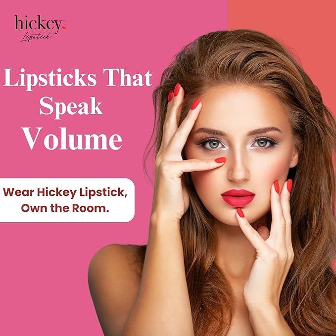 Hickey Lipstick Organic, Long Lasting Gluten Free Refillable Lipstick Collection THE VAULT COLLECTION - 8 Shades Red, Hot Pink, Nude, Light Pink, Coral, Berry, Mauve, Terracotta Nourishing