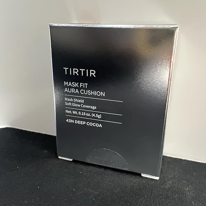 [*Mini Size*] TIRTIR Aura Glow Silver Cushion | Korean Cushion Foundation, (#43N Deep Cocoa, 0.15 Fl Oz)