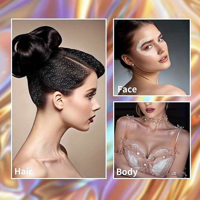 Black Face Glitter Stick,Halloween Body Hair Glitter for Kids,Waterproof Singer Concert Outfits for Women, Chunky Glitter Makeup Sequins Body Paint for Parties,Festival