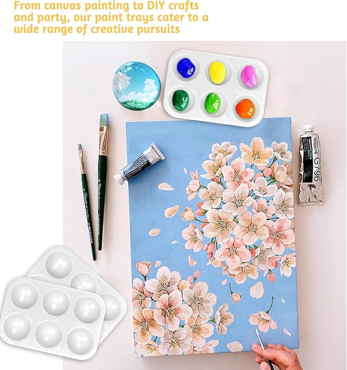 100PCS Paint Tray Palettes Plastic Paint Pallets for Kids or Students Watercolor Palette Painting Tray for Painting Party, DIY Craft and Art Painting