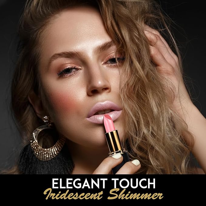 L'Paige Designer Lipstick – Cool-Toned Pink with Iridescent Shimmer – Aloe Vera-Based, Long-Lasting & Moisturizing Formula for a Smooth, Luxurious Feel – Shade L44 Shimmery Ice Lipstick