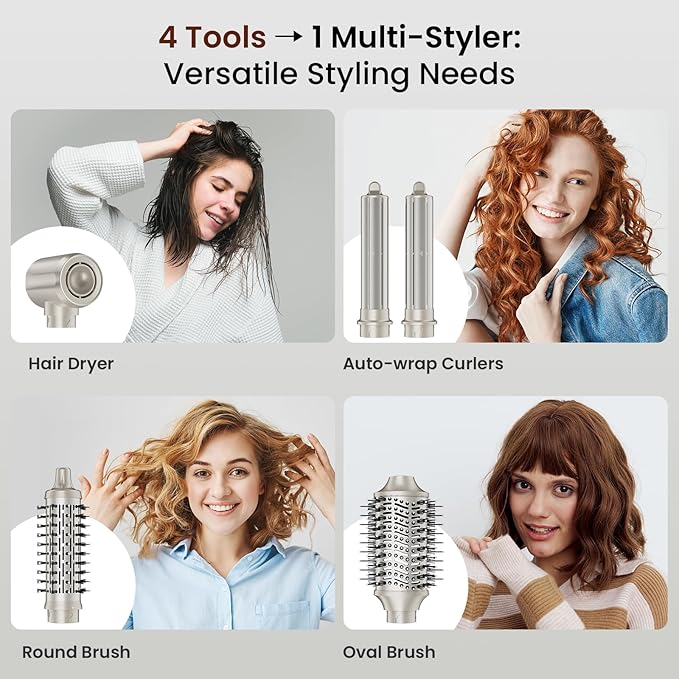 Upgraded 5-in-1 Hot Air Styler – Hair Dryer & Versatile Air Styler with Auto Wrap Curlers, Volumizing Brushes, Frizz-Free Hair Styler Tool for Curling, Smoothing & Adding Volume, No Heat Damage