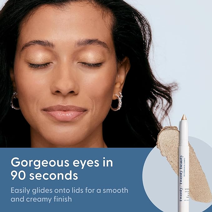 twenty/twenty beauty Visionary Eye Shadow Stick – Shimmer Cream Eye Shadow Pencil - Safe for Sensitive Eyes - Ophthalmologist Developed – Vegan, Cruelty-Free, Clean Ingredients (Starry Eyed)