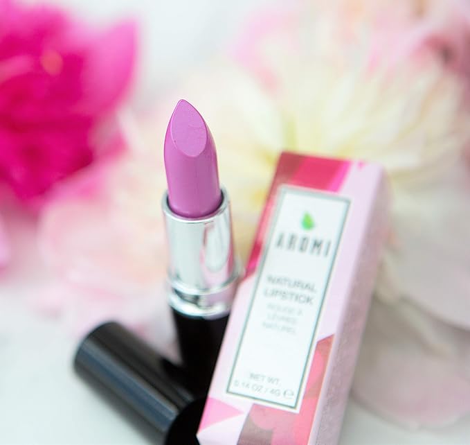 Aromi Natural Lipstick | Bright, Pink Lilac Lipstick - Vegan & Cruelty-free, Creamy, Moisturizing, All Natural Ingredients, Indie Makeup, Dye-free | (Peppy Pink)