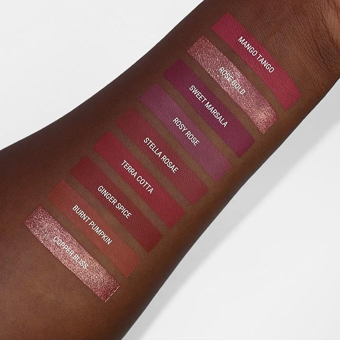 Aromi Copper Metallic Liquid Lipstick, Rosy Bronze Lip Color with Glittery Finish, Long-lasting Makeup, Vegan and Cruelty-free, Handmade (Copper Bliss)