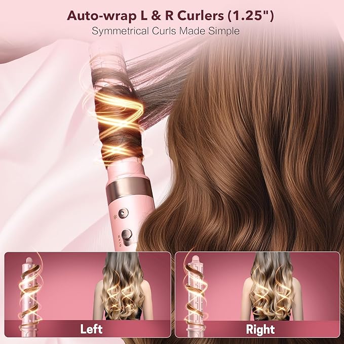 StyleVibe 8-in-1 Multi-Styler, Blow Dryer Brush & Thermal Brush with Auto Wrap Curl L/R, Fast Drying, Smooth Blowouts, Root-Lift Volume, No Heat Damage Frizz-Free Air Styler with Travel Bag